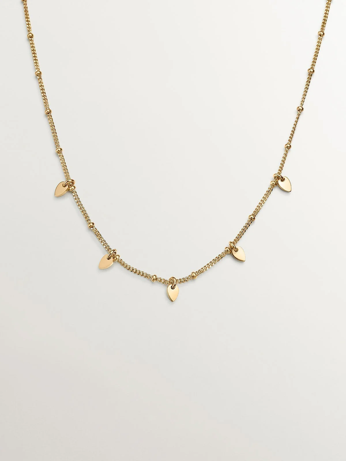 Collar de plata 925 bañada en oro amarillo de 18K con hojas