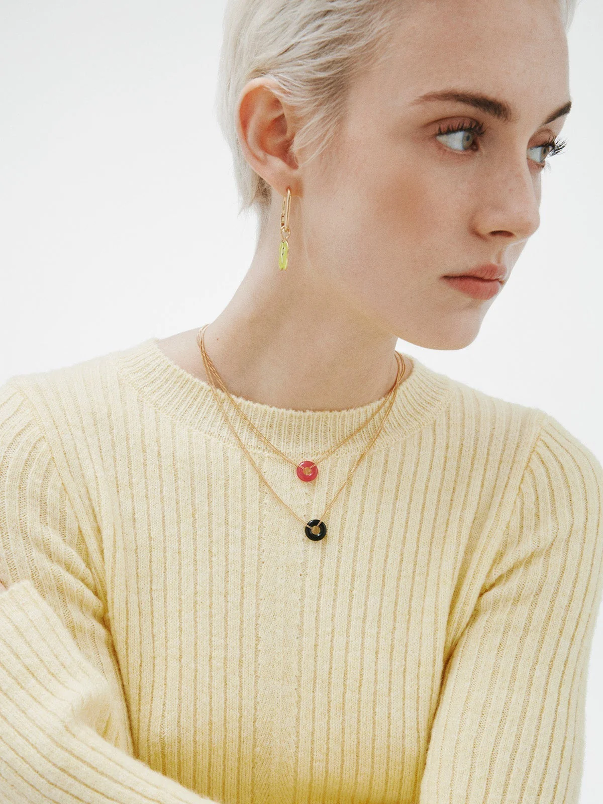 Collar de plata 925 bañada en oro amarillo de 18K con jade rojo - Image 6