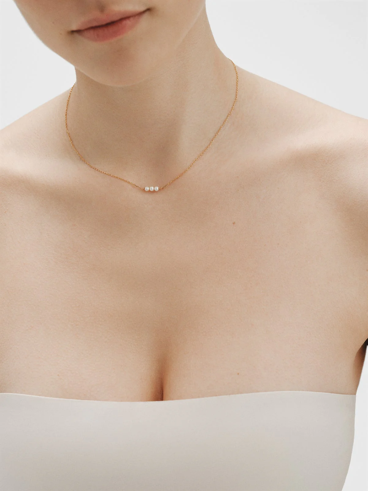Collar de plata 925 bañada en oro amarillo de 18K con perlas - Image 2