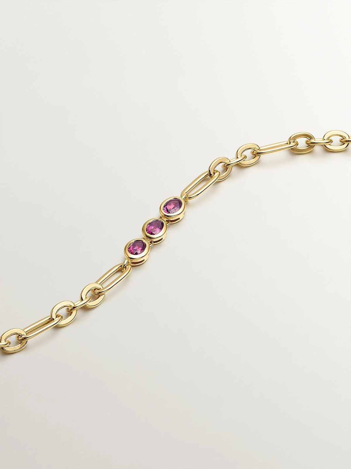 Collar de plata 925 bañada en oro amarillo de 18K con rodolitas rojas - Image 5