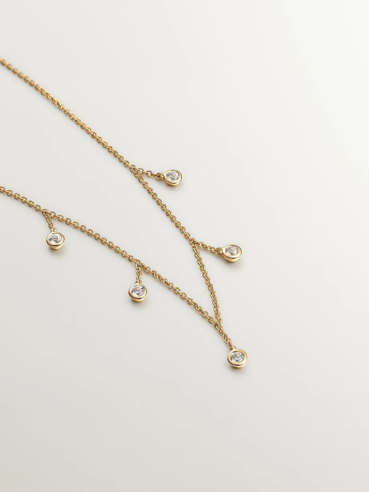 Collar de plata 925 bañada en oro amarillo de 18K con topacios blancos - Image 3