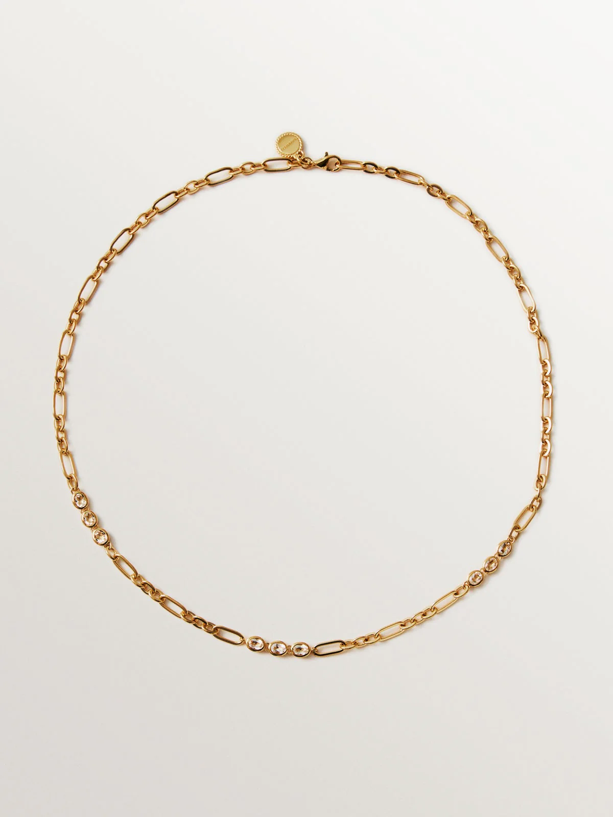 Collar de plata 925 bañada en oro amarillo de 18K con topacios blancos