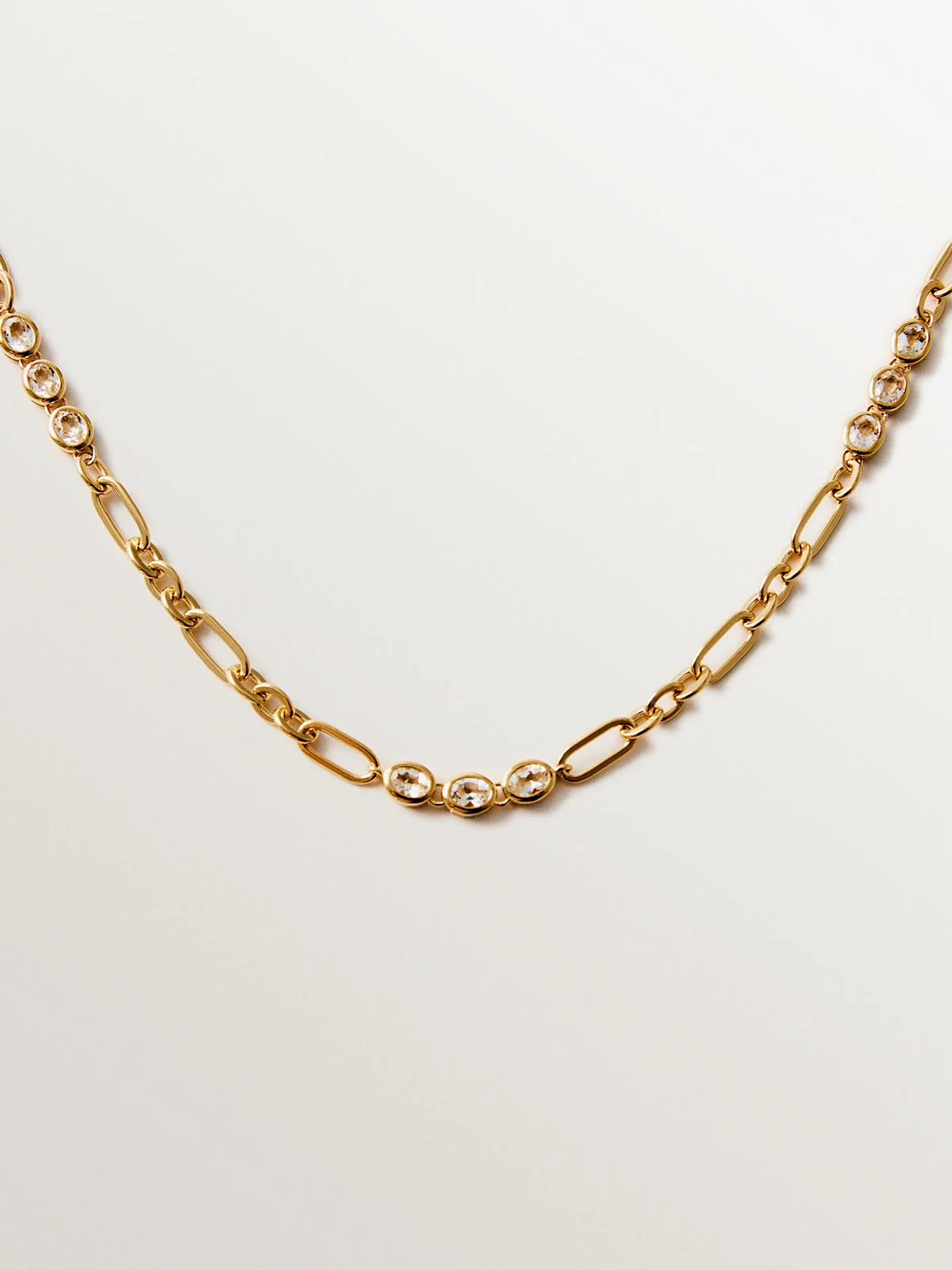 Collar de plata 925 bañada en oro amarillo de 18K con topacios blancos - Image 3