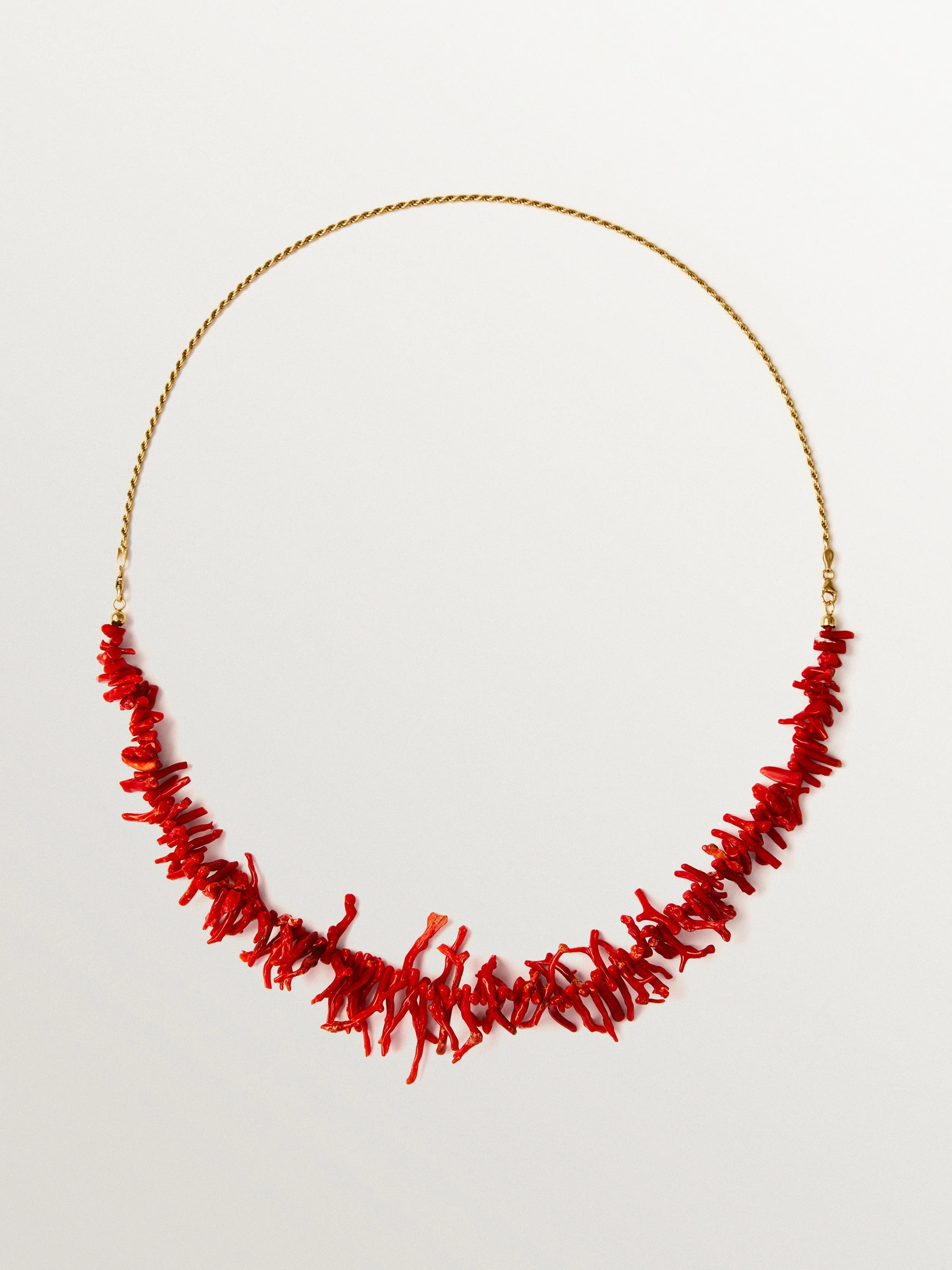Collar de plata 925 bañada en oro de 18K con coral natural - Image 3