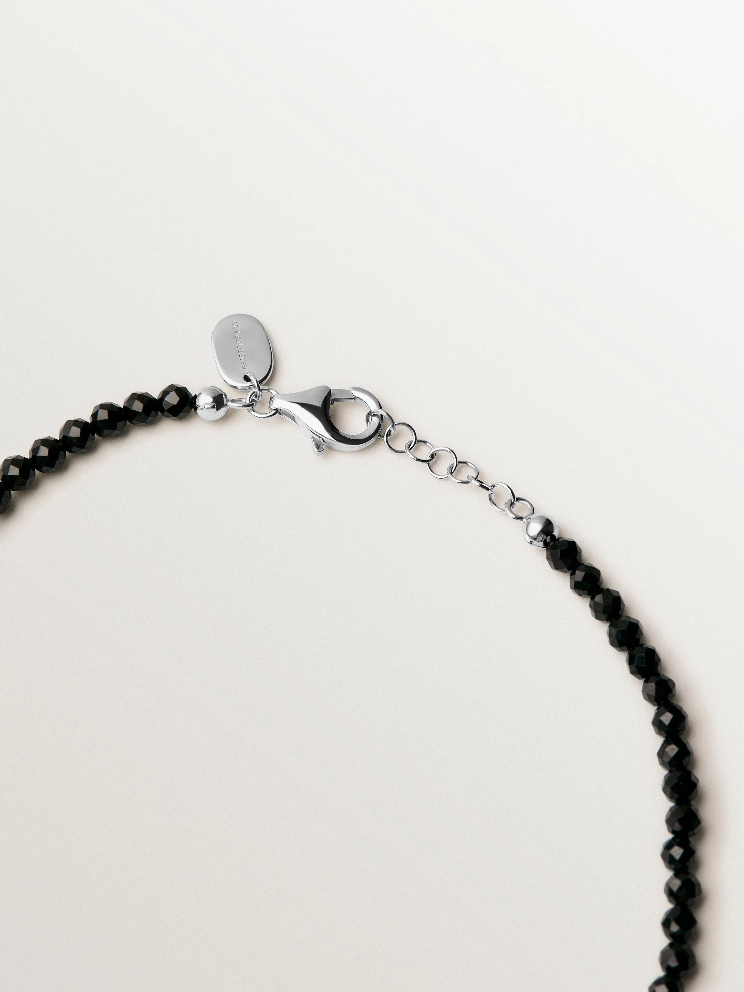 Collar de plata 925 con espinelas negras y perla - Image 5