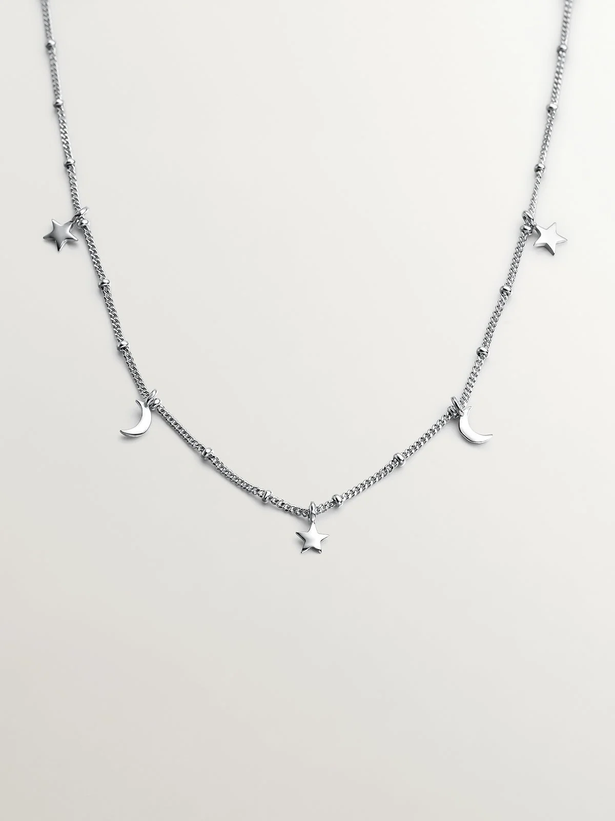 Collar de plata 925 con estrellas y lunas