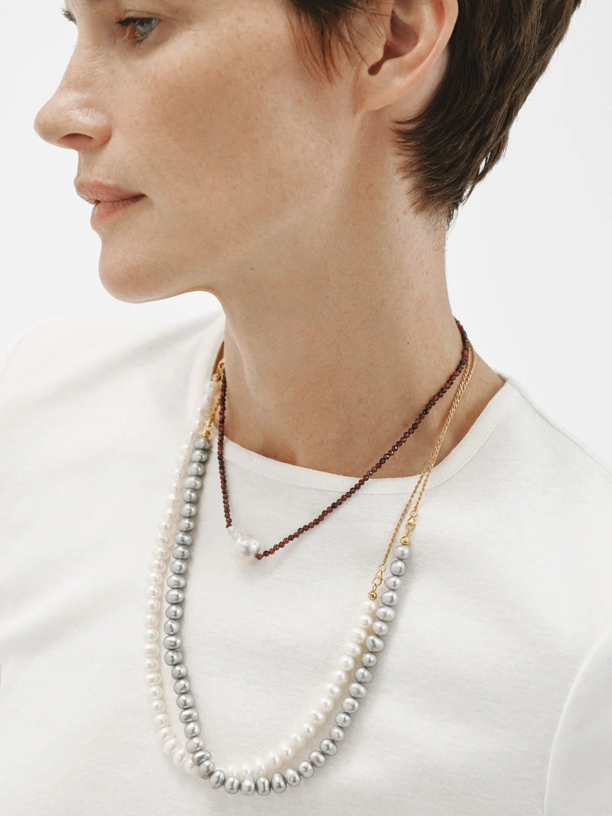 Collar de plata 925 con granates y perla - Image 6