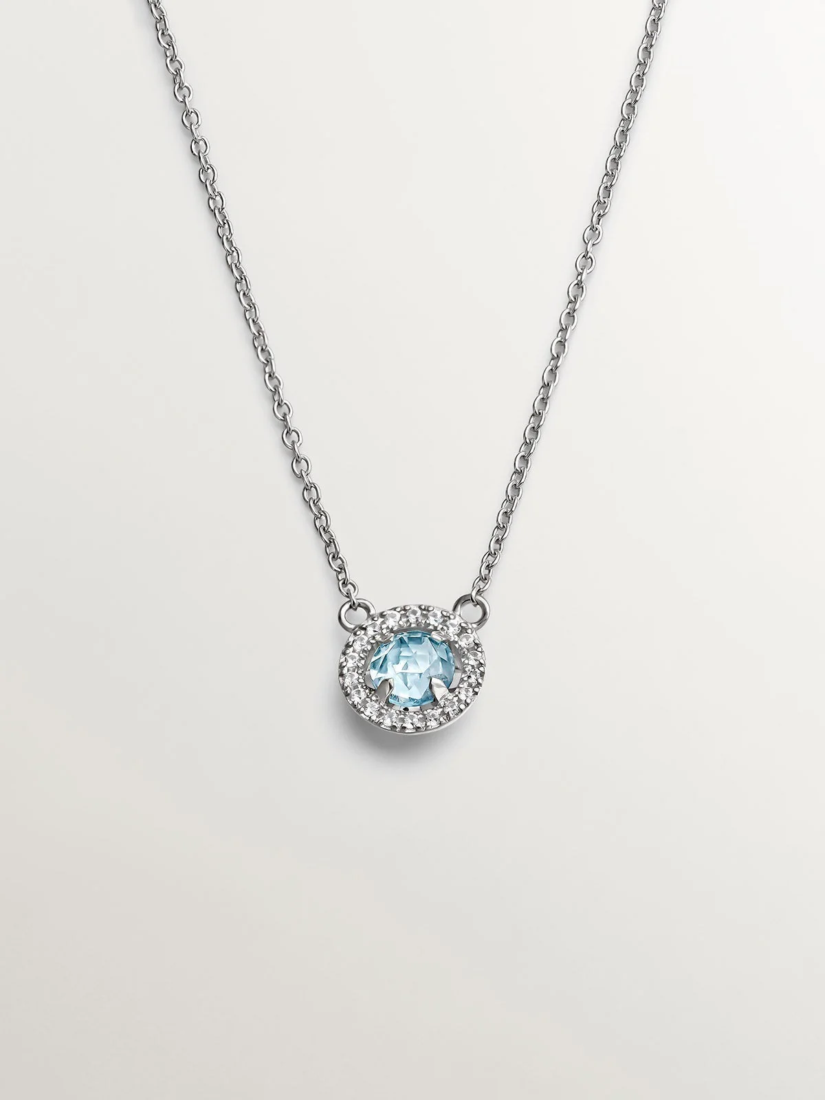 Collar de plata 925 con topacio azul y zafiros blancos