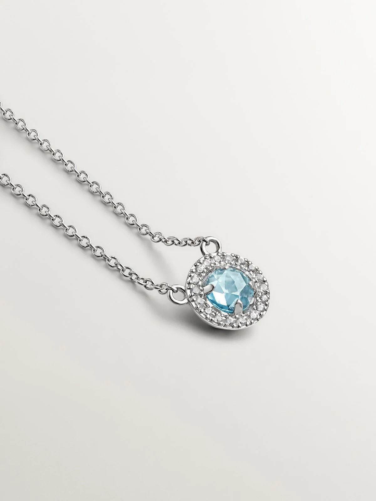 Collar de plata 925 con topacio azul y zafiros blancos - Image 3