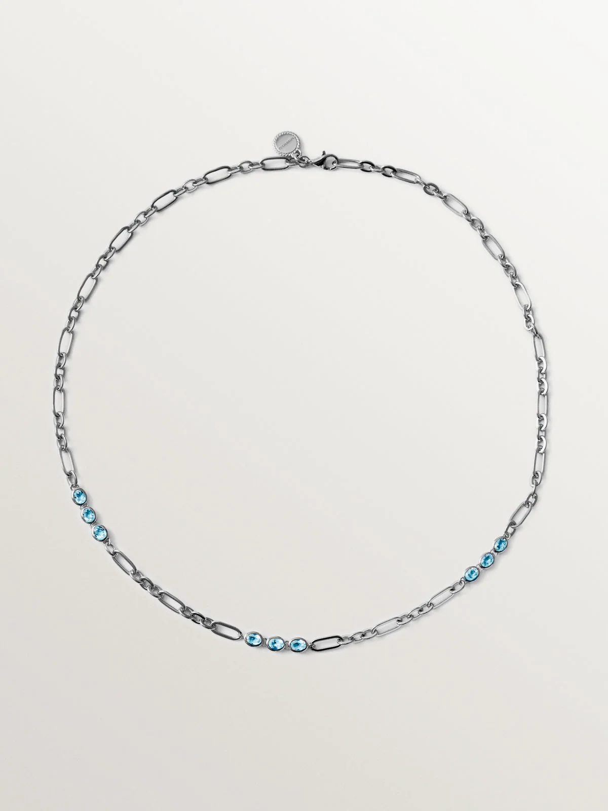 Collar de plata 925 con topacios azul sky