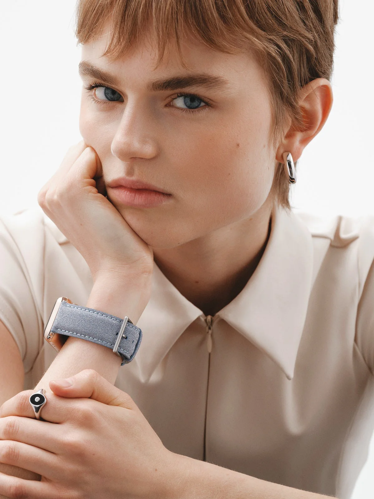 Correa para Apple Watch de cuero gris - Image 4