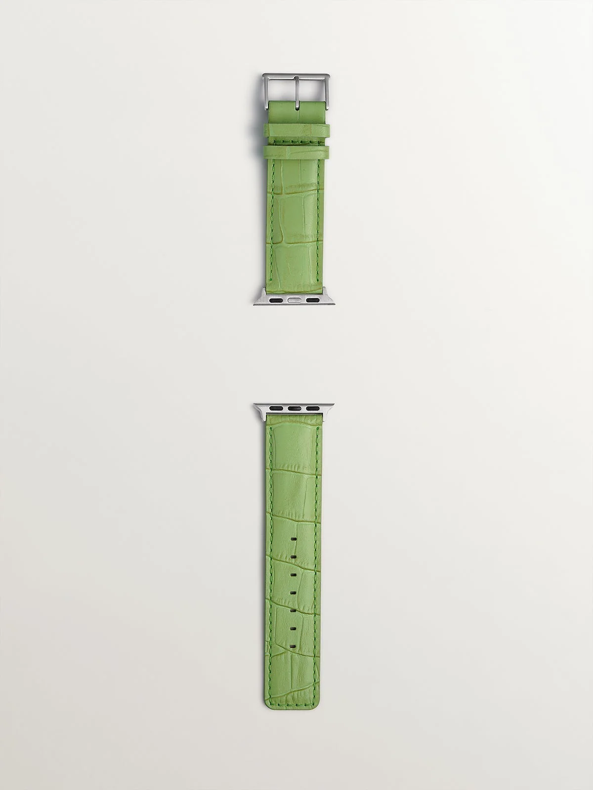Correa para Apple Watch de cuero verde con acabado de cocodrilo - Image 5