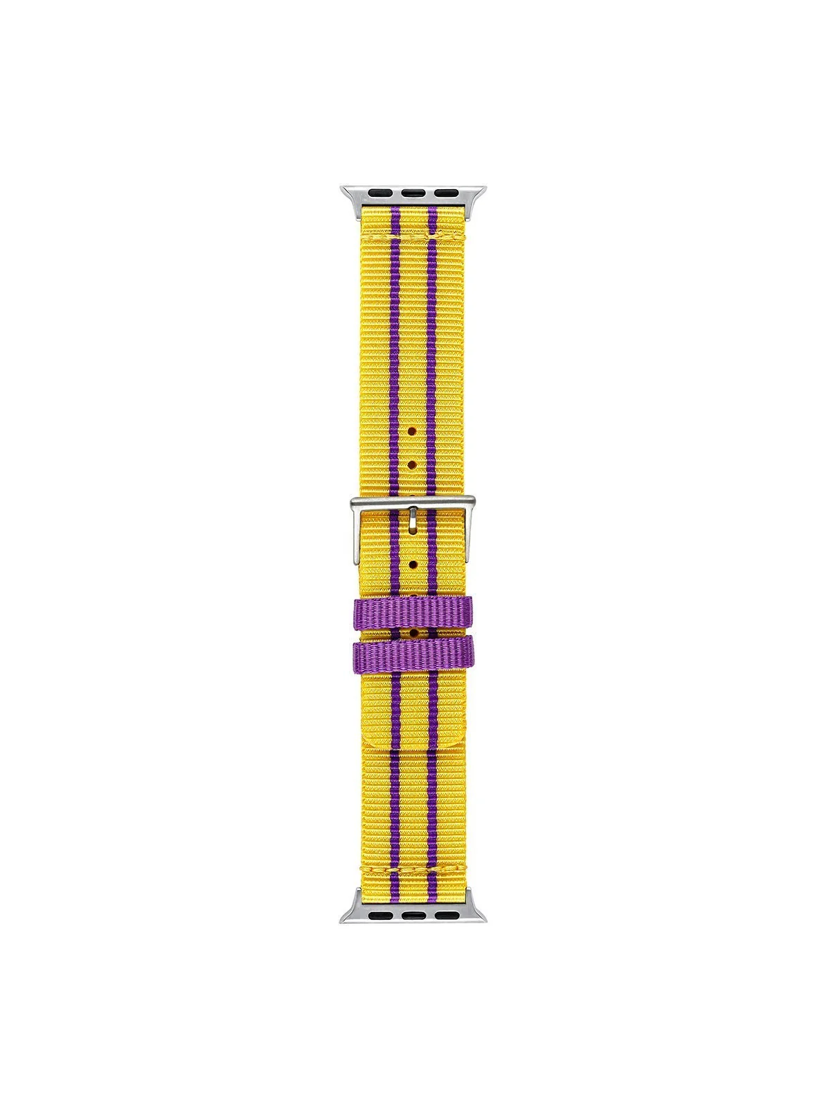 Correa para Apple Watch de nylon con rayas amarillo y morado - Image 4