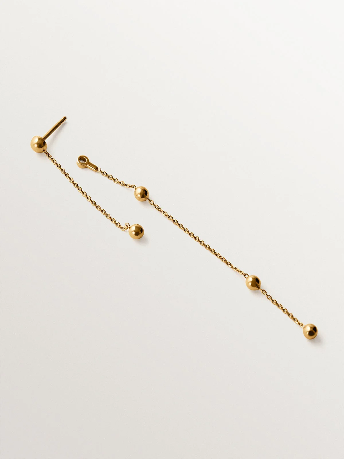 Pendiente colgante individual de plata 925 bañada en oro amarillo de 18K con esferas - Image 3