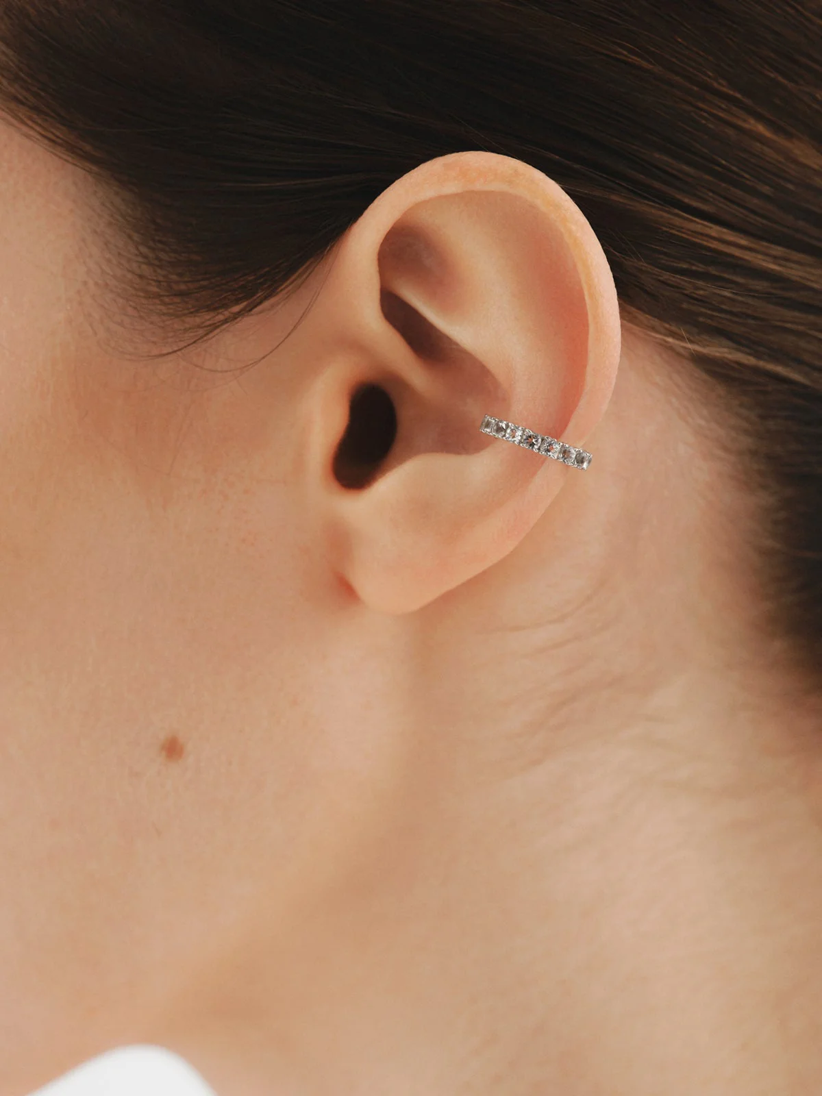 Pendiente earcuff de plata 925 con topacios blancos - Image 2