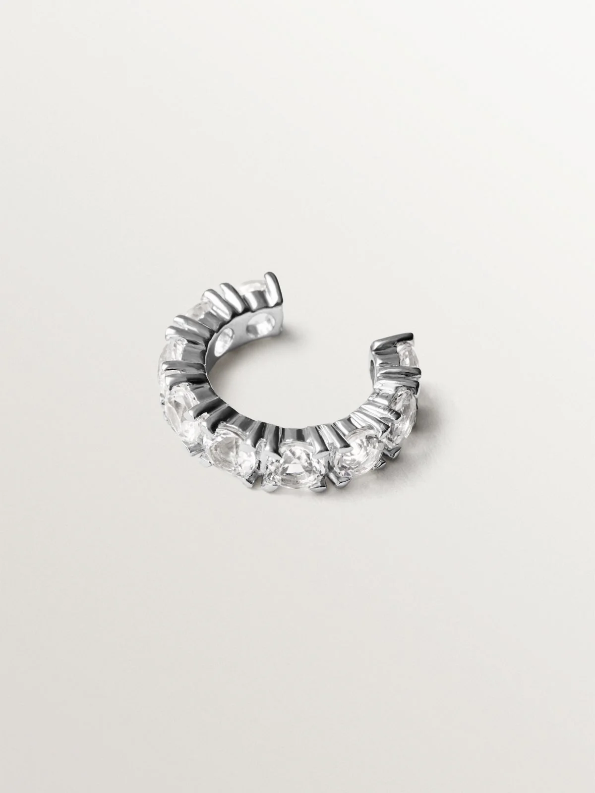 Pendiente earcuff grueso de plata 925 con topacios blancos - Image 3