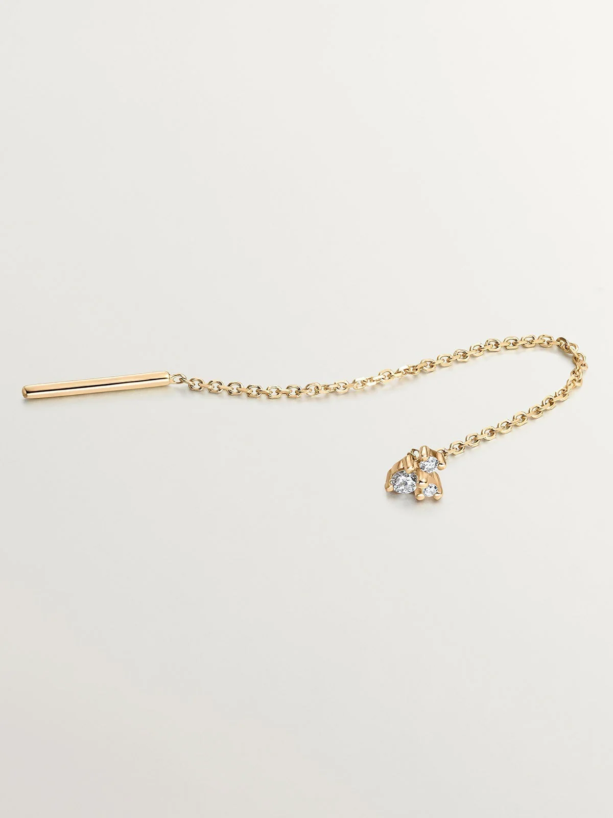 Pendiente individual de oro amarillo de 18K con cadena y diamantes - Image 3