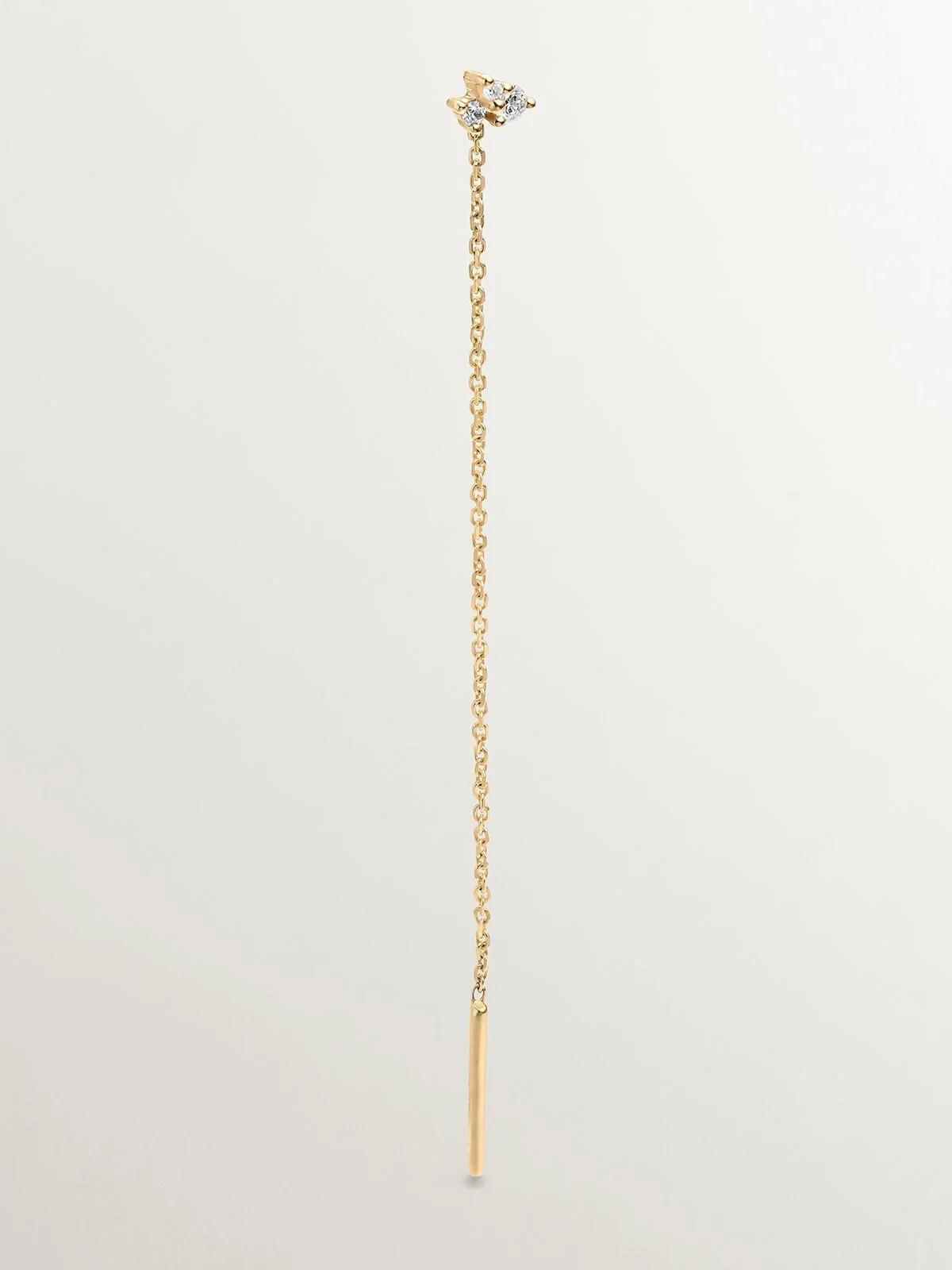 Pendiente individual de oro amarillo de 18K con cadena y diamantes - Image 5