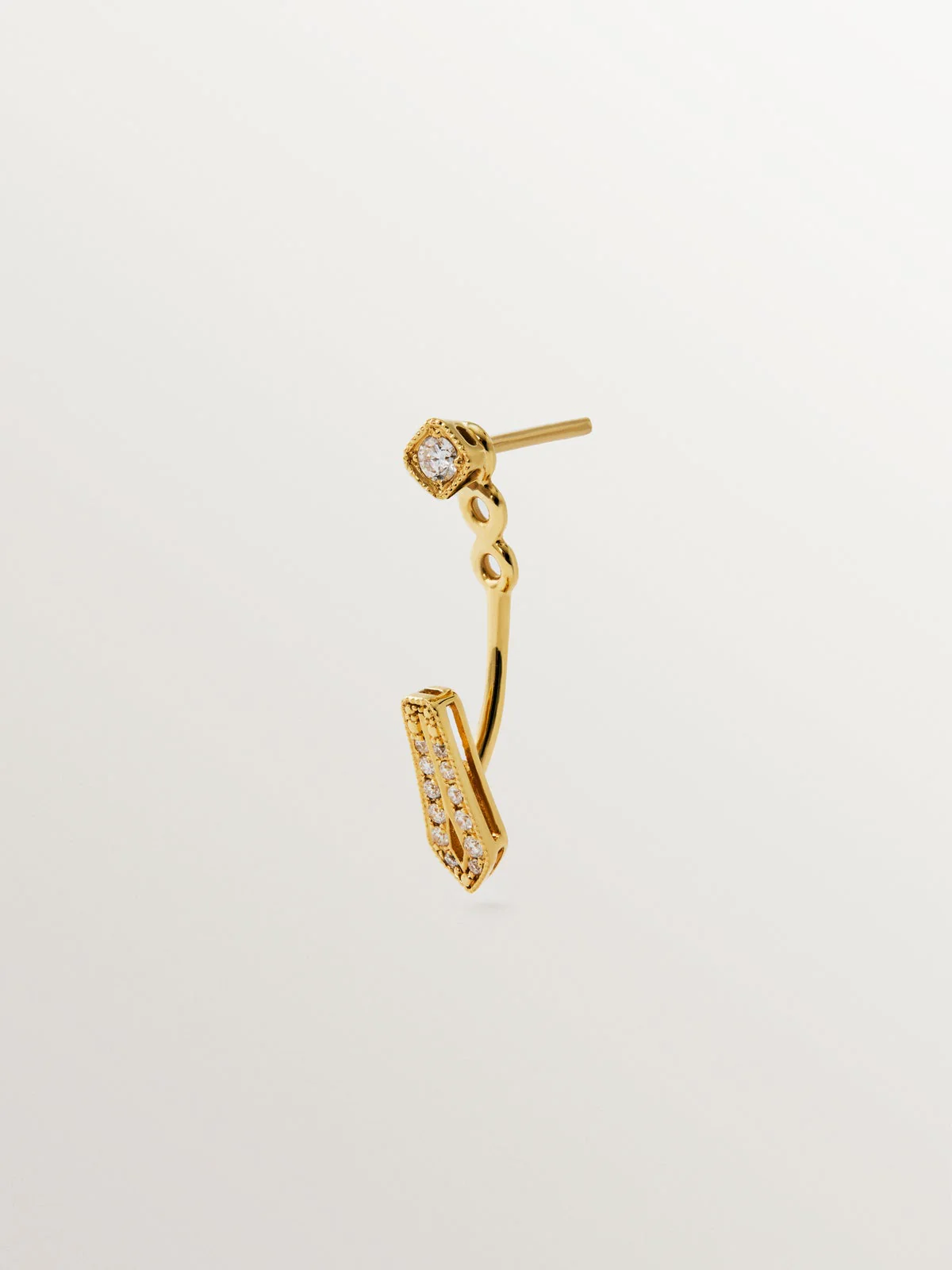 Pendiente individual de oro amarillo de 18K con diamantes en talla brillante - Image 3