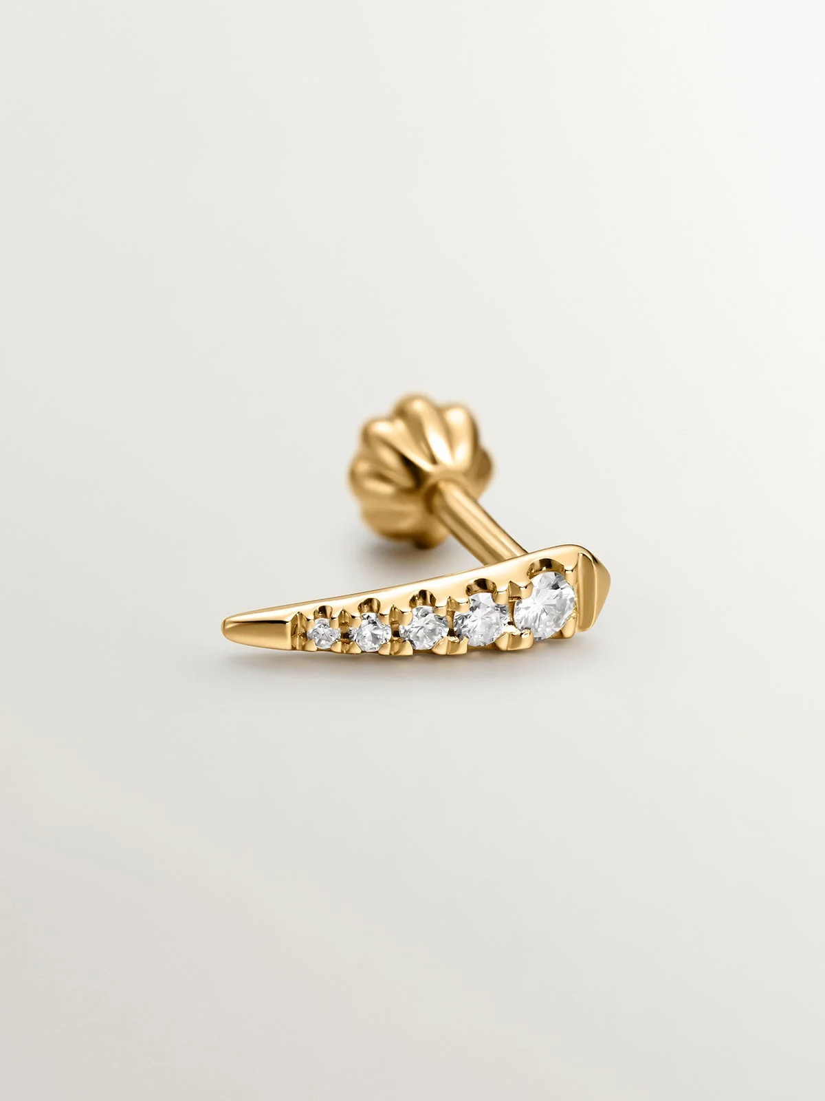 Pendiente individual de oro amarillo de 18K con diamantes - Image 2