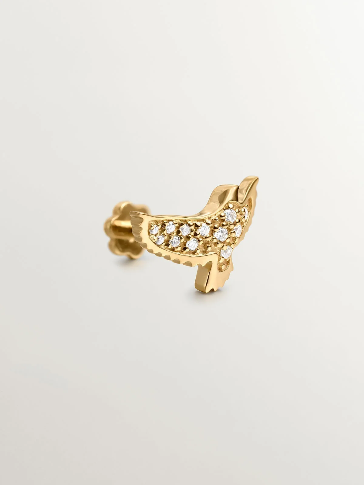 Pendiente individual de oro amarillo de 18K con forma de águila y diamantes - Image 3