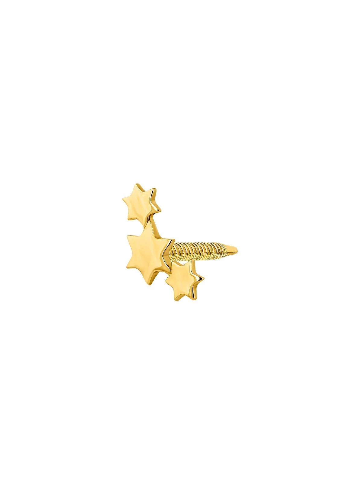 Pendiente individual de oro amarillo de 9K con estrellas - Image 3