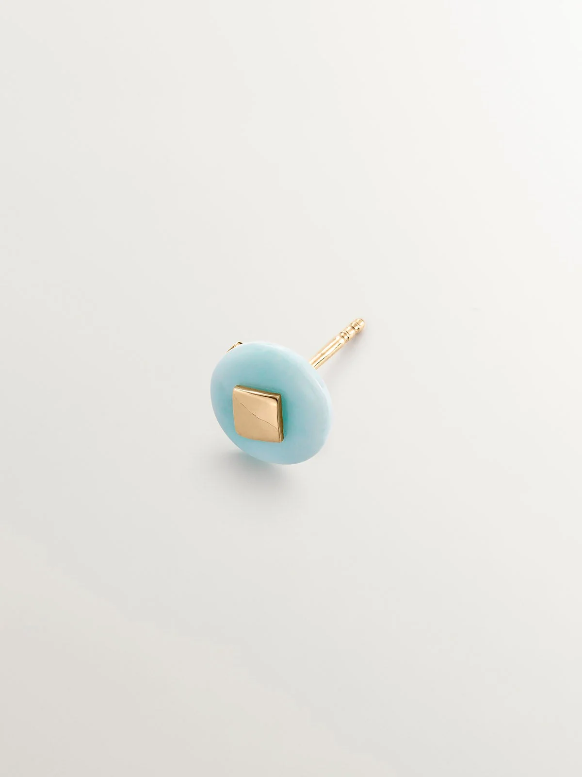 Pendiente individual de oro amarillo de 9K con larimar azul - Image 3