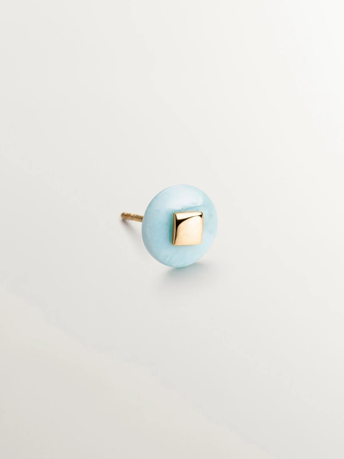 Pendiente individual de oro amarillo de 9K con larimar azul - Image 5