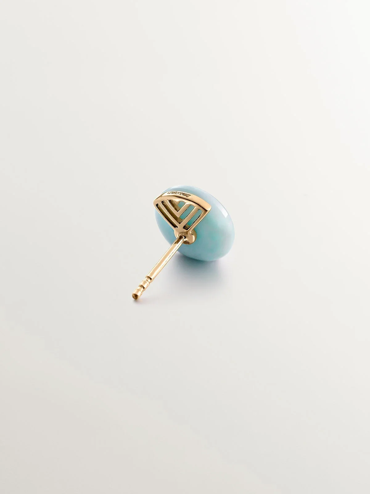 Pendiente individual de oro amarillo de 9K con larimar azul - Image 6