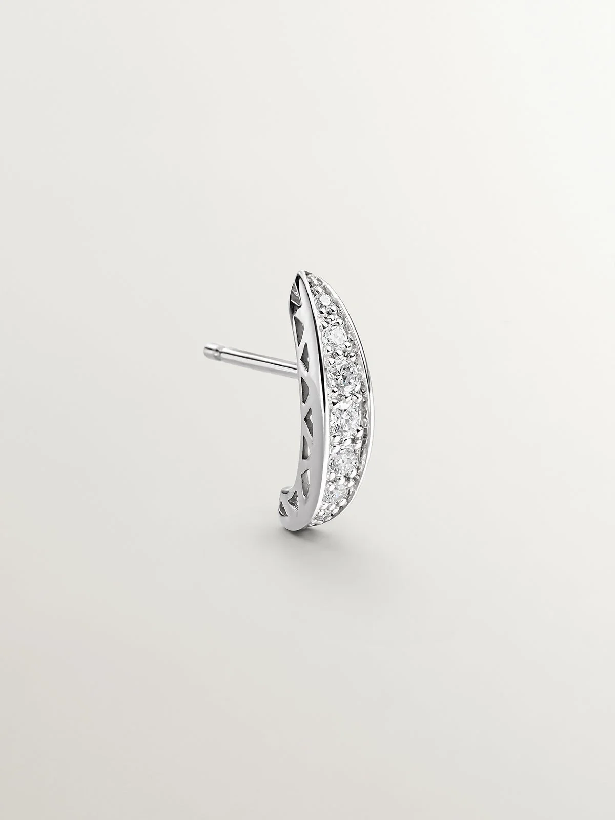 Pendiente individual de oro blanco de 18K con diamantes en talla brillante - Image 3