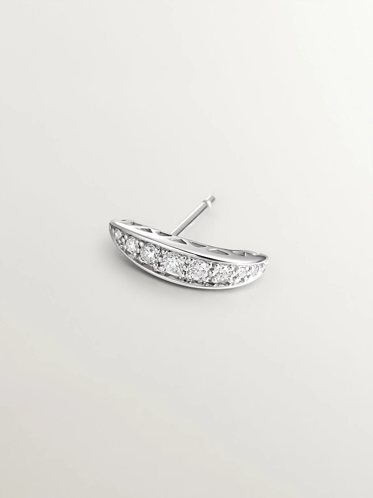 Pendiente individual de oro blanco de 18K con diamantes en talla brillante - Image 5