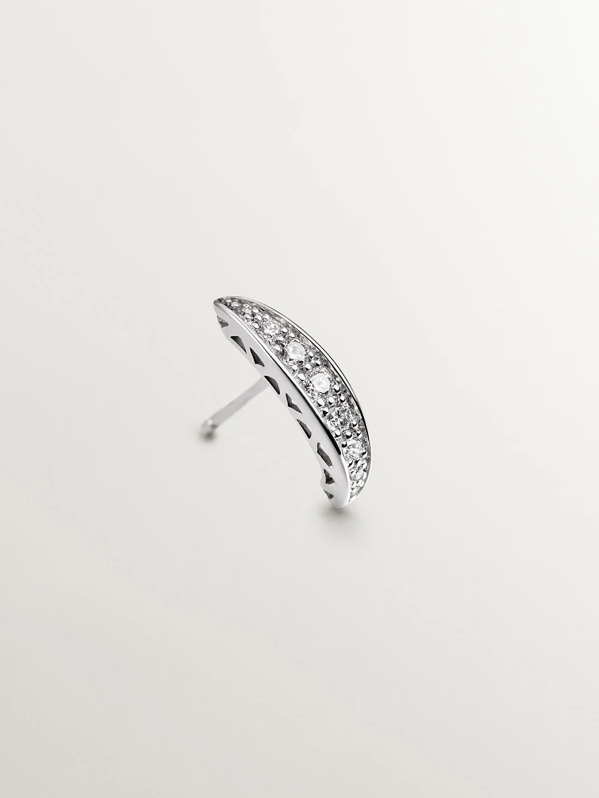 Pendiente individual de oro blanco de 18K con diamantes en talla brillante - Image 7