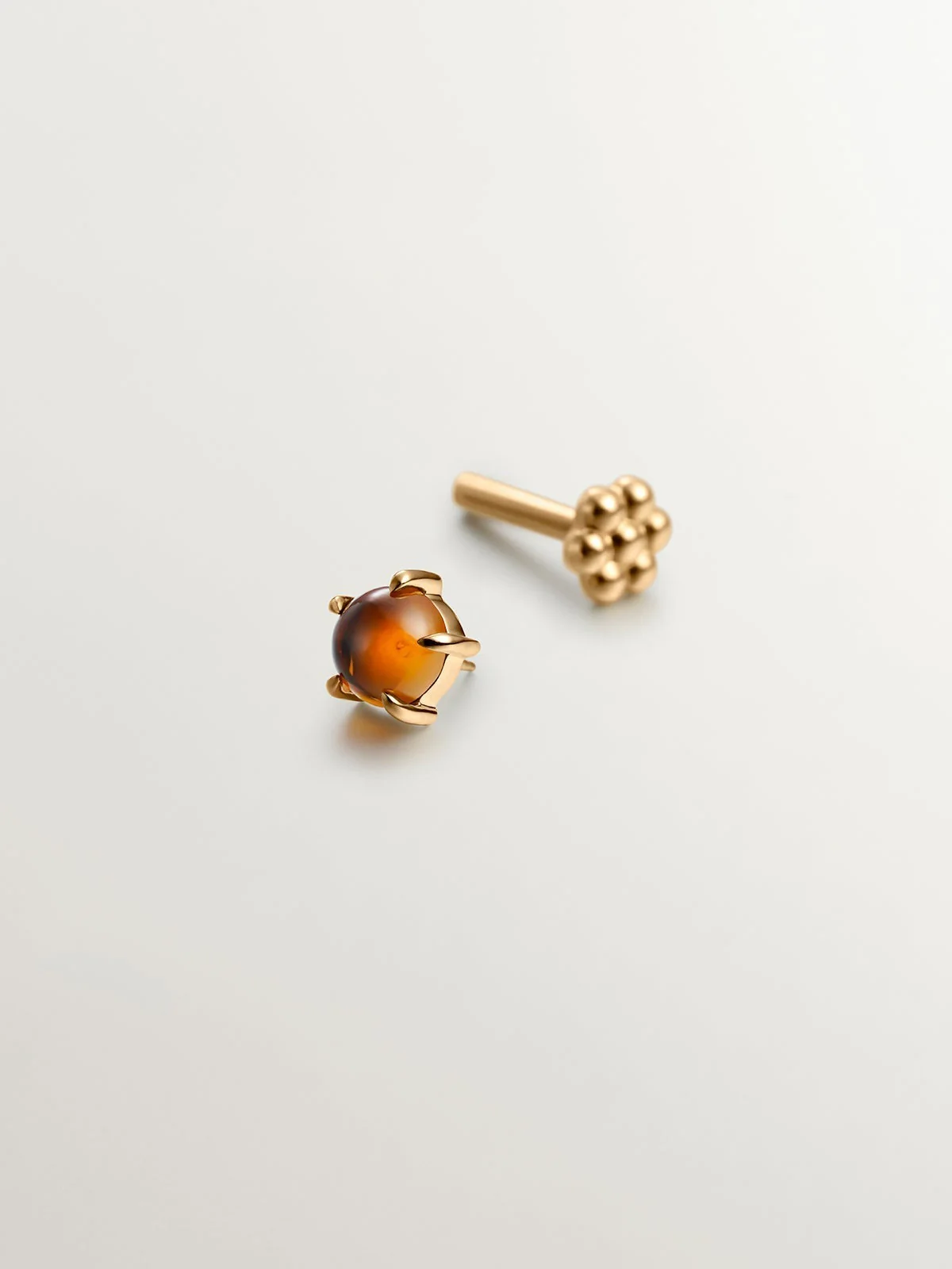 Pendiente individual de oro de 18K con citrino naranja - Image 3