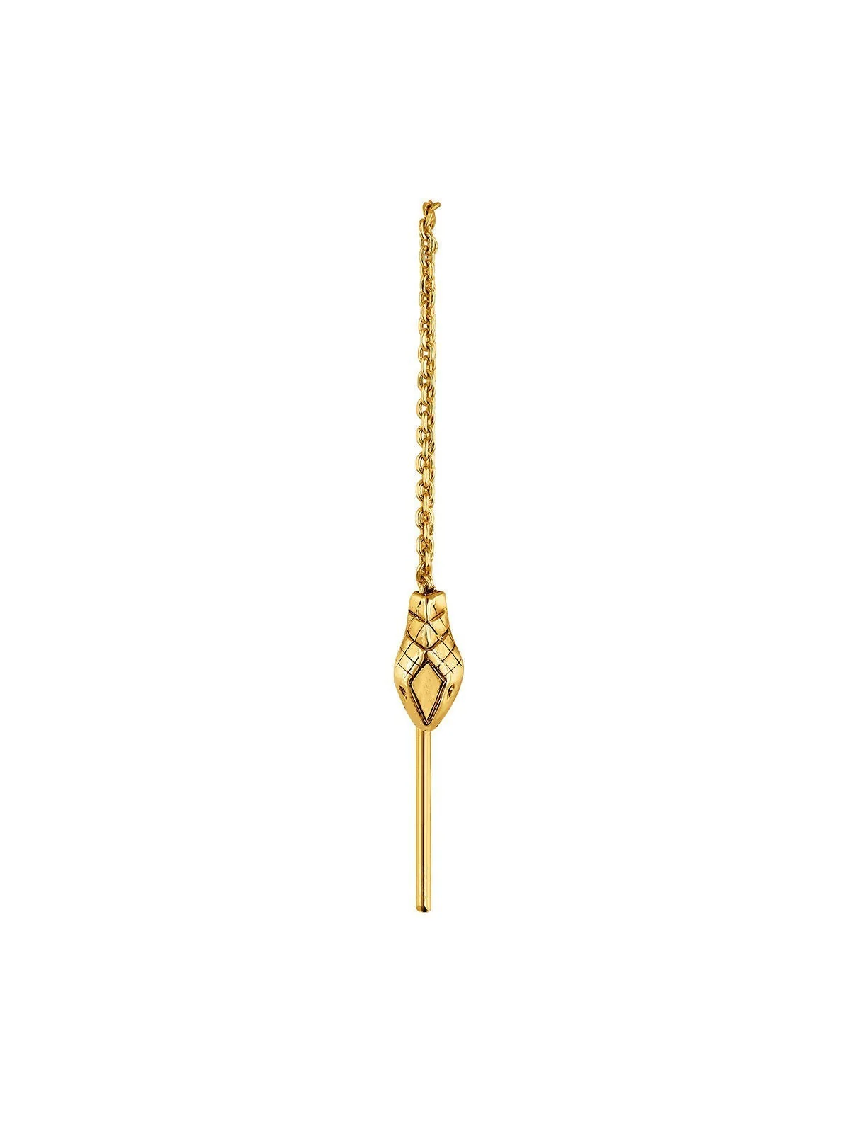Pendiente individual de plata 925 bañada en oro amarillo de 18K con cabeza de serpiente - Image 3