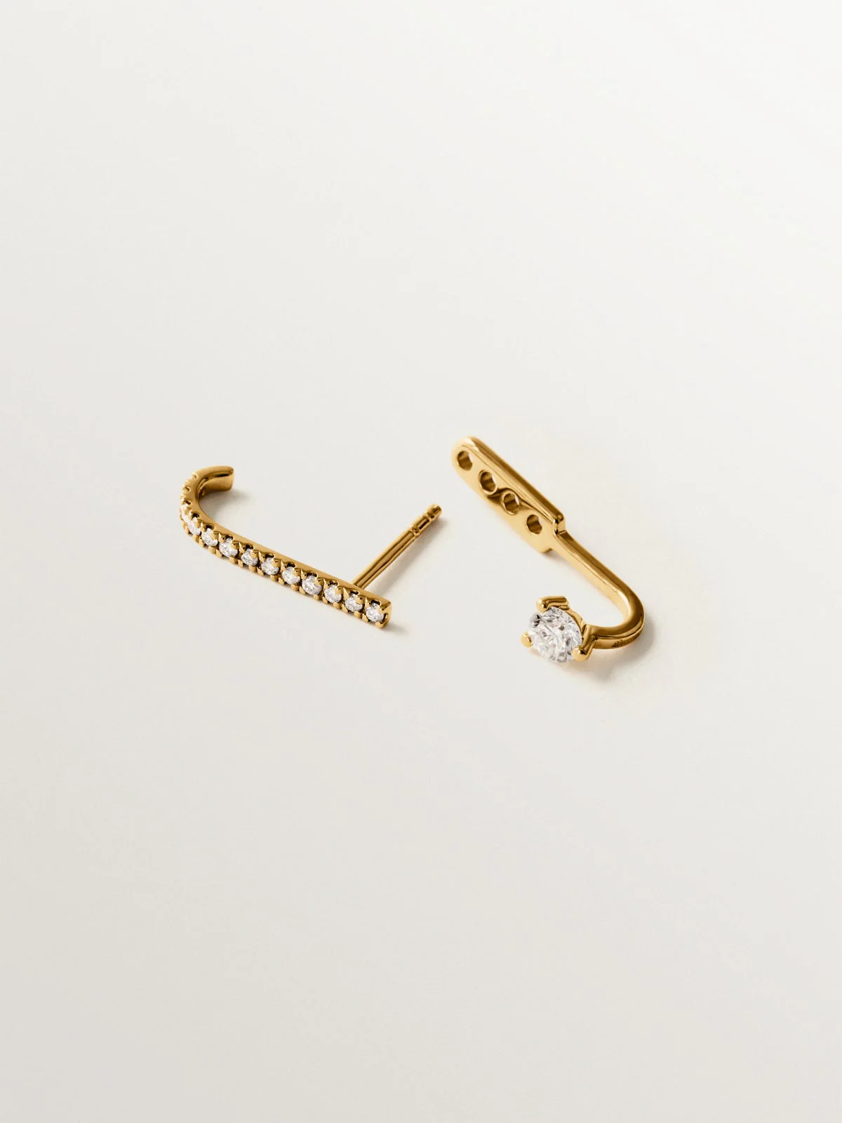 Pendiente individual irregular de oro amarillo de 18K con diamantes - Image 3
