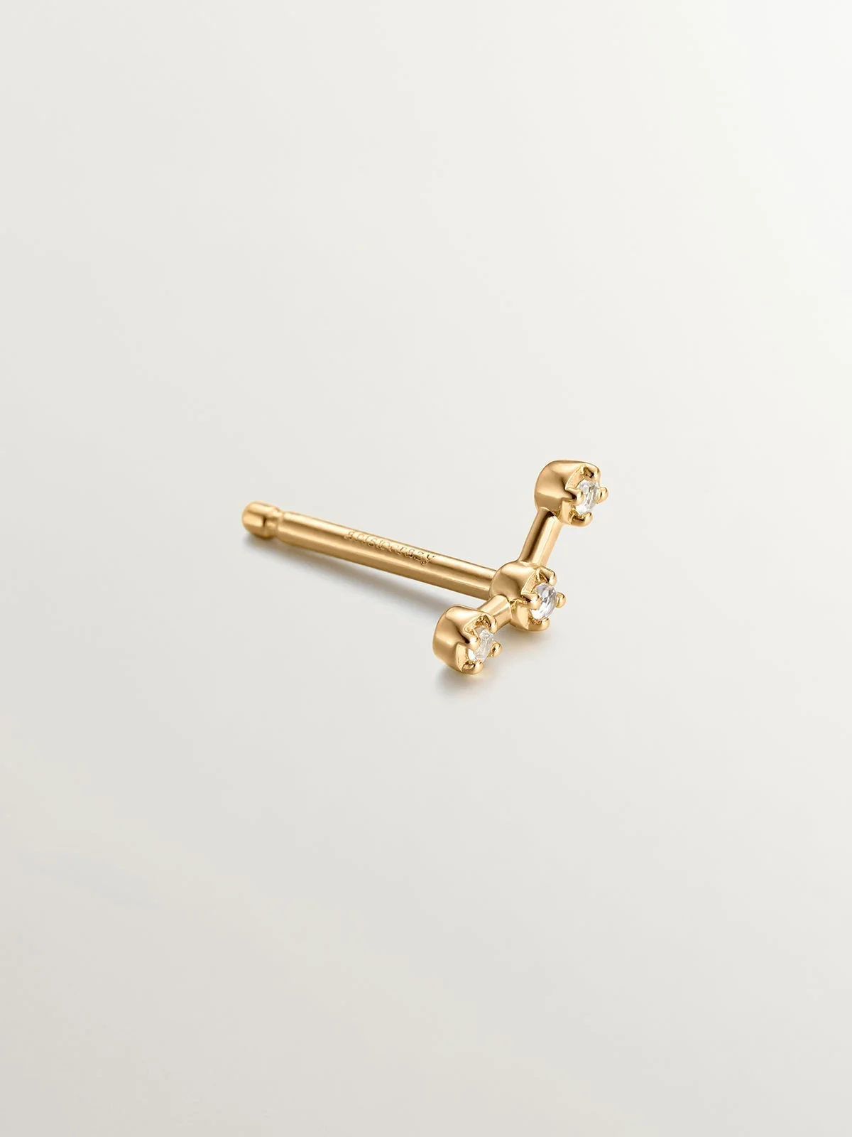 Pendiente individual trepador de plata 925 bañada en oro amarillo de 18K con topacios blancos - Image 3