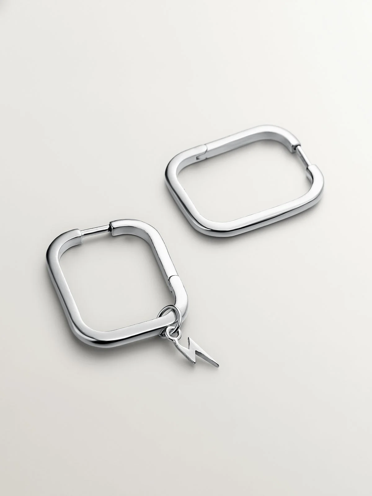 Pendientes de aro cuadrados grandes de plata 925 - Image 5