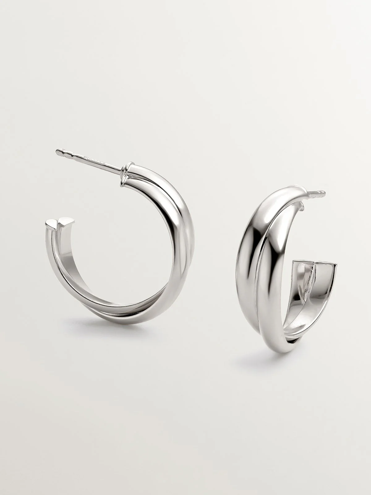Pendientes de aro doble medianos de plata 925