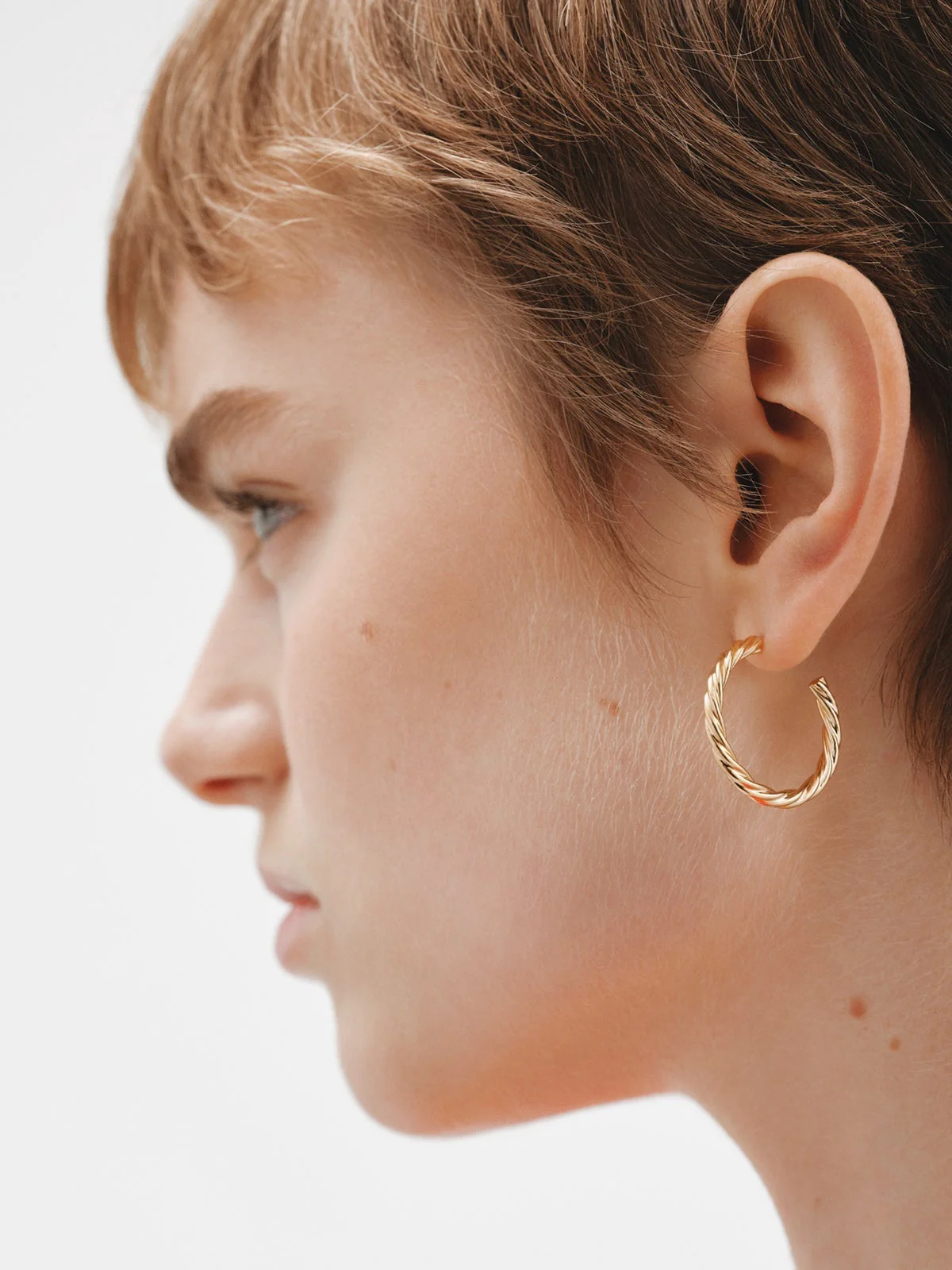 Pendientes de aro grandes de plata 925 bañada en oro amarillo de 18K con textura gallonada - Image 6