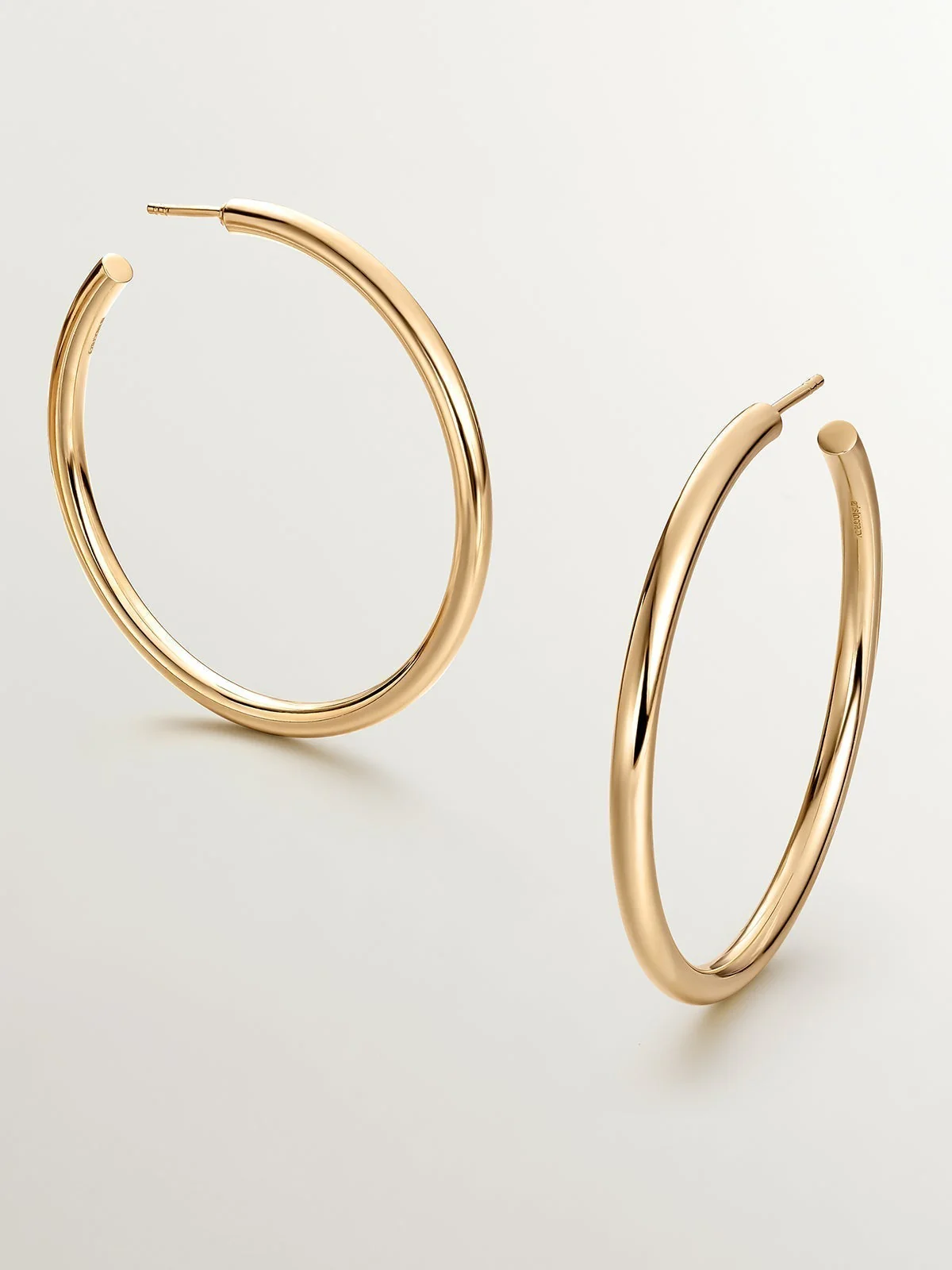 Pendientes de aro grandes de plata 925 bañada en oro amarillo de 18K