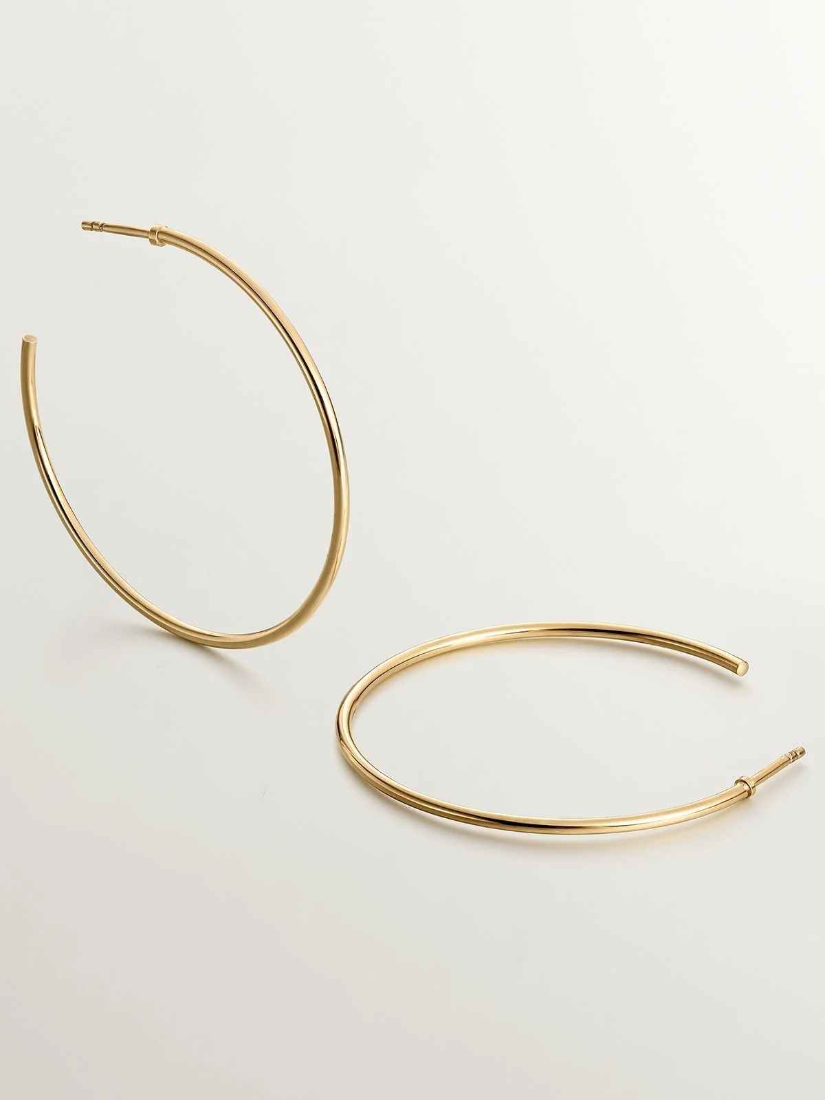 Pendientes de aro grandes de plata 925 bañada en oro amarillo de 18K