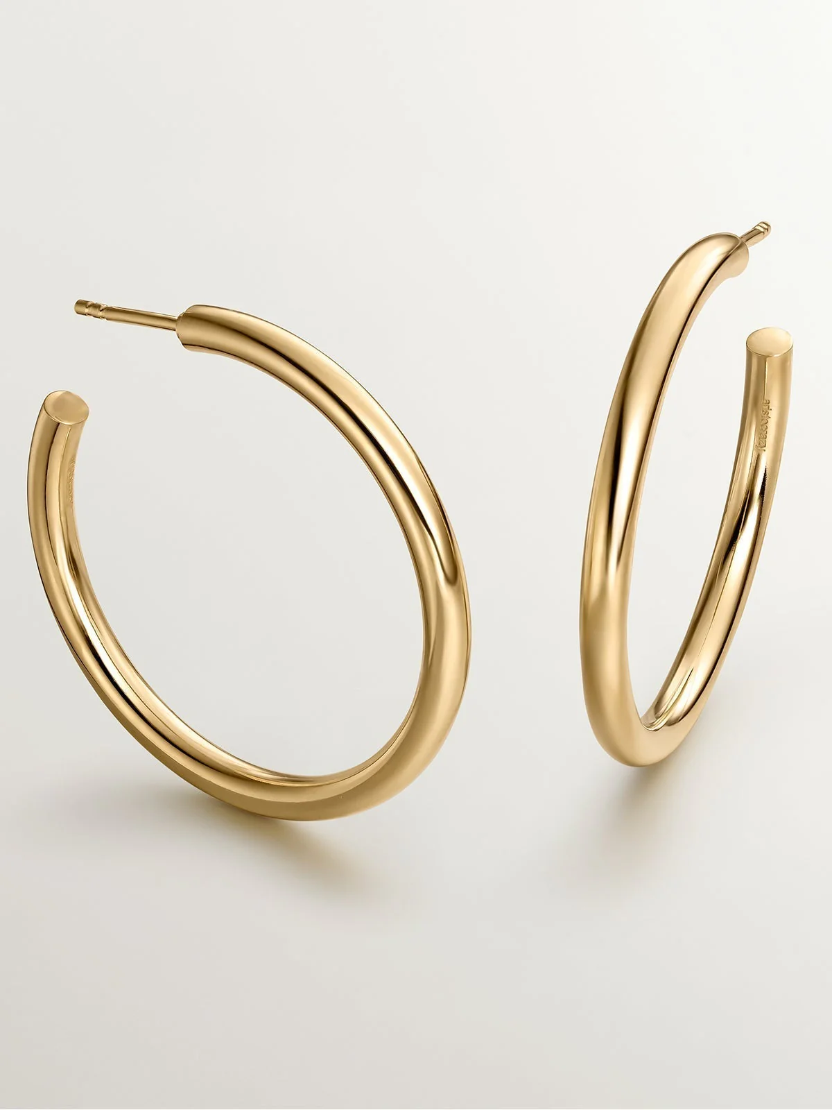 Pendientes de aro grandes de plata 925 bañada en oro amarillo de 18K - Image 3