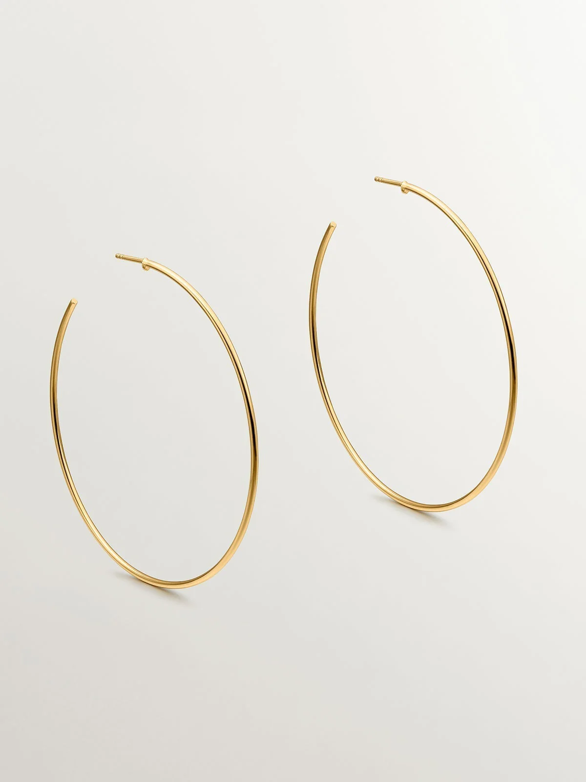 Pendientes de aro grandes de plata 925 bañada en oro de 18K