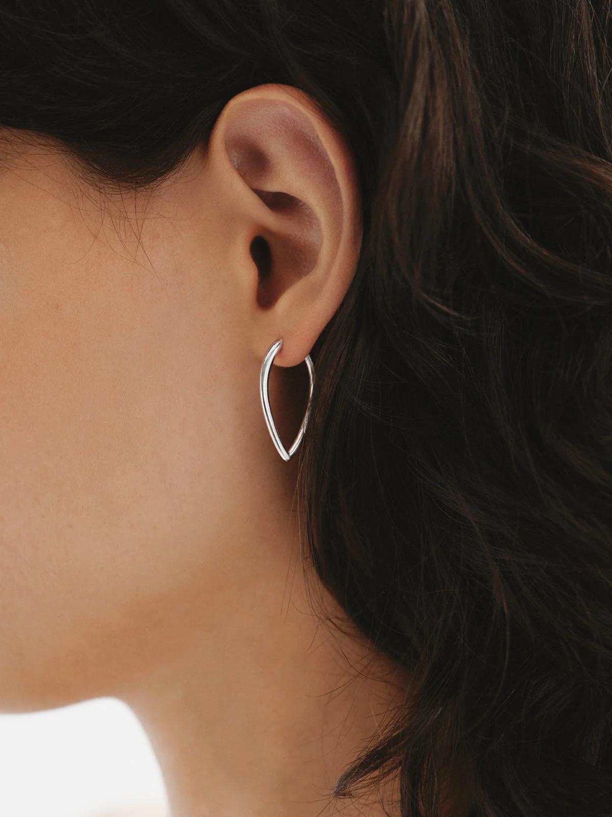 Pendientes de aro grandes de plata 925 con forma de gota - Image 2