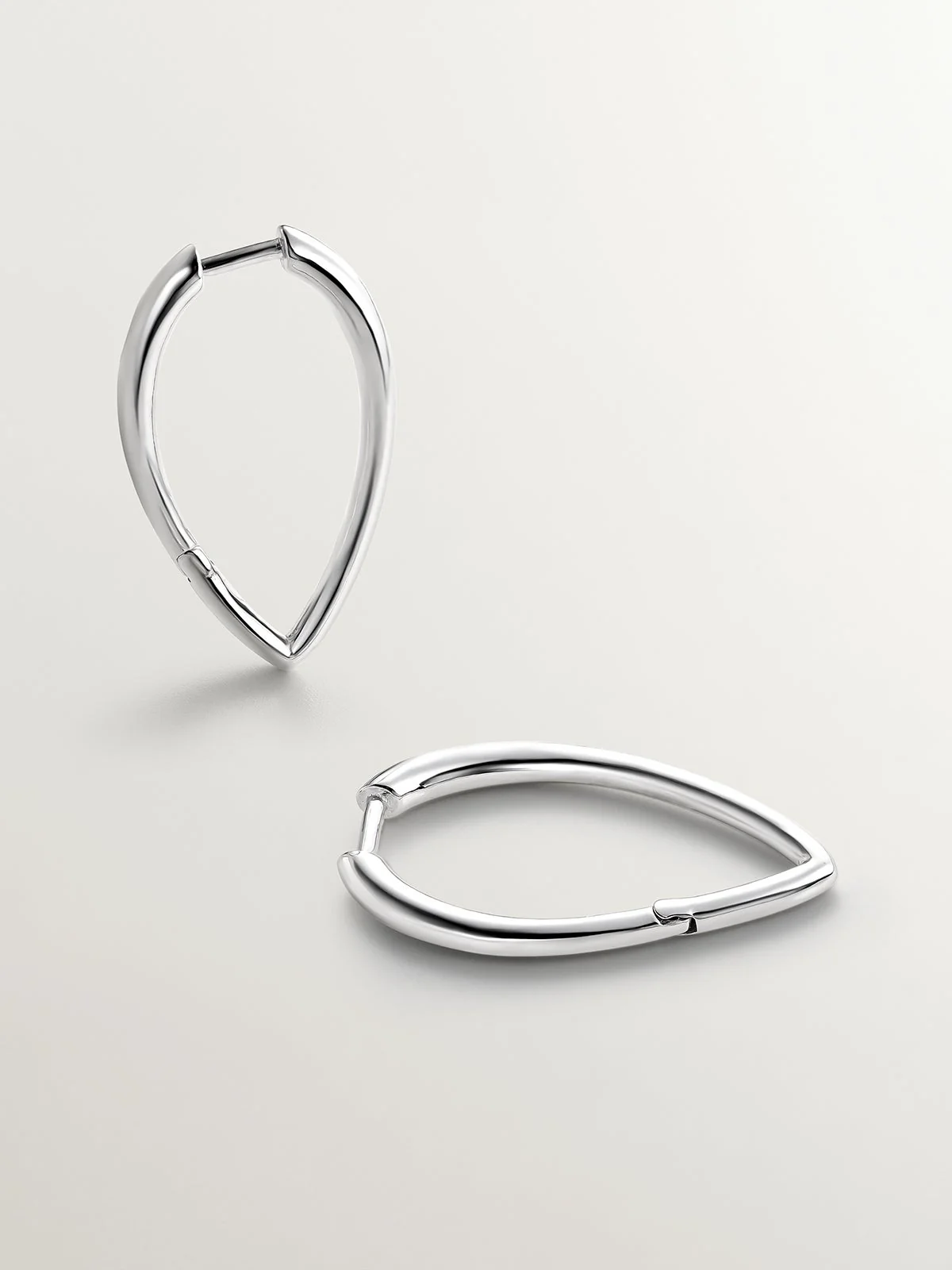 Pendientes de aro grandes de plata 925 con forma de gota - Image 3