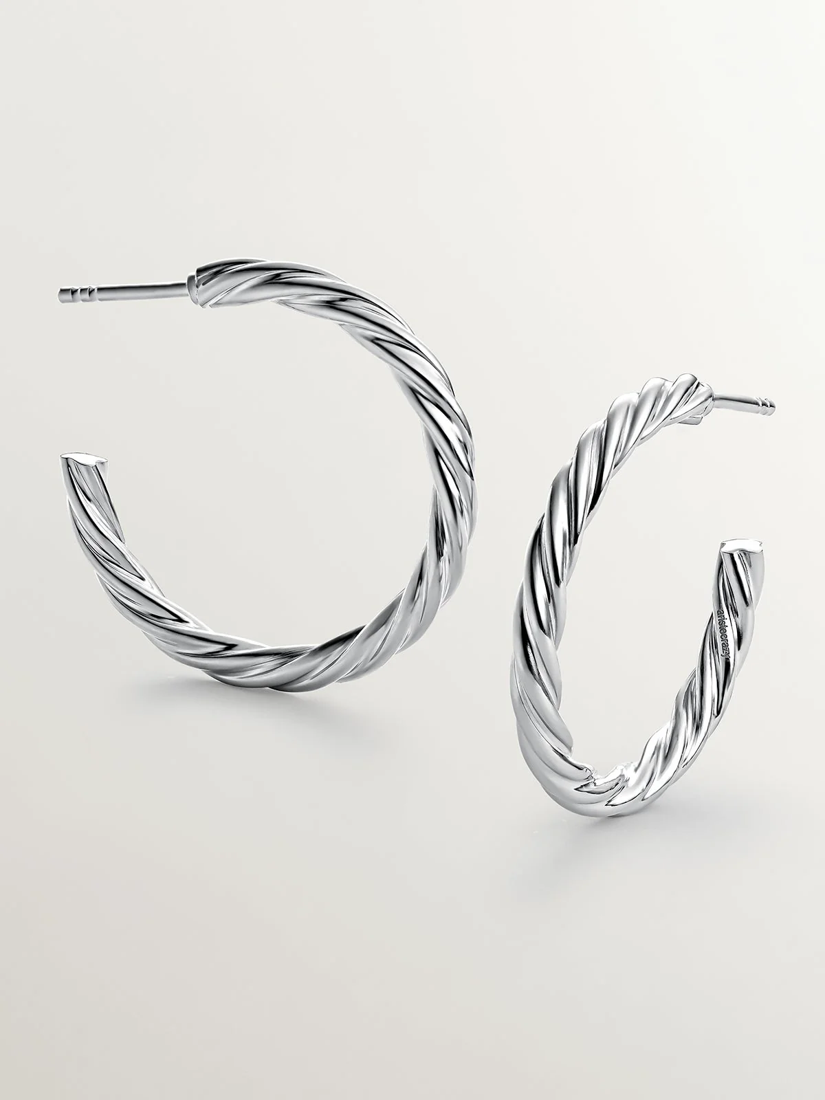 Pendientes de aro grandes de plata 925 con textura gallonada