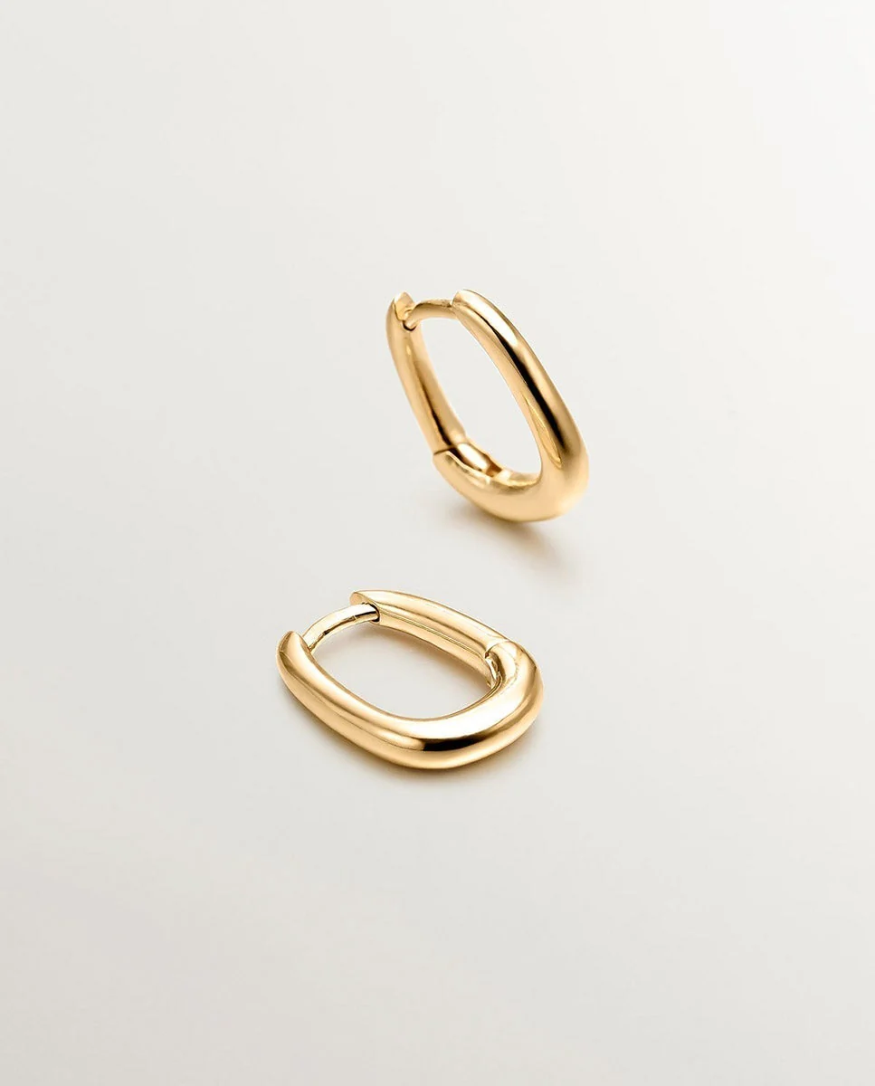 Pendientes de aro grueso de plata 925 bañada en oro amarillo de 18K