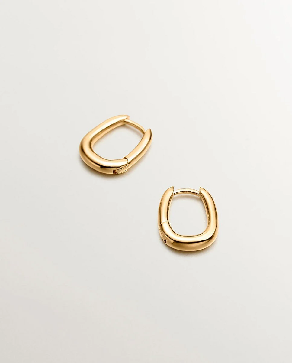 Pendientes de aro grueso de plata 925 bañada en oro amarillo de 18K - Image 3