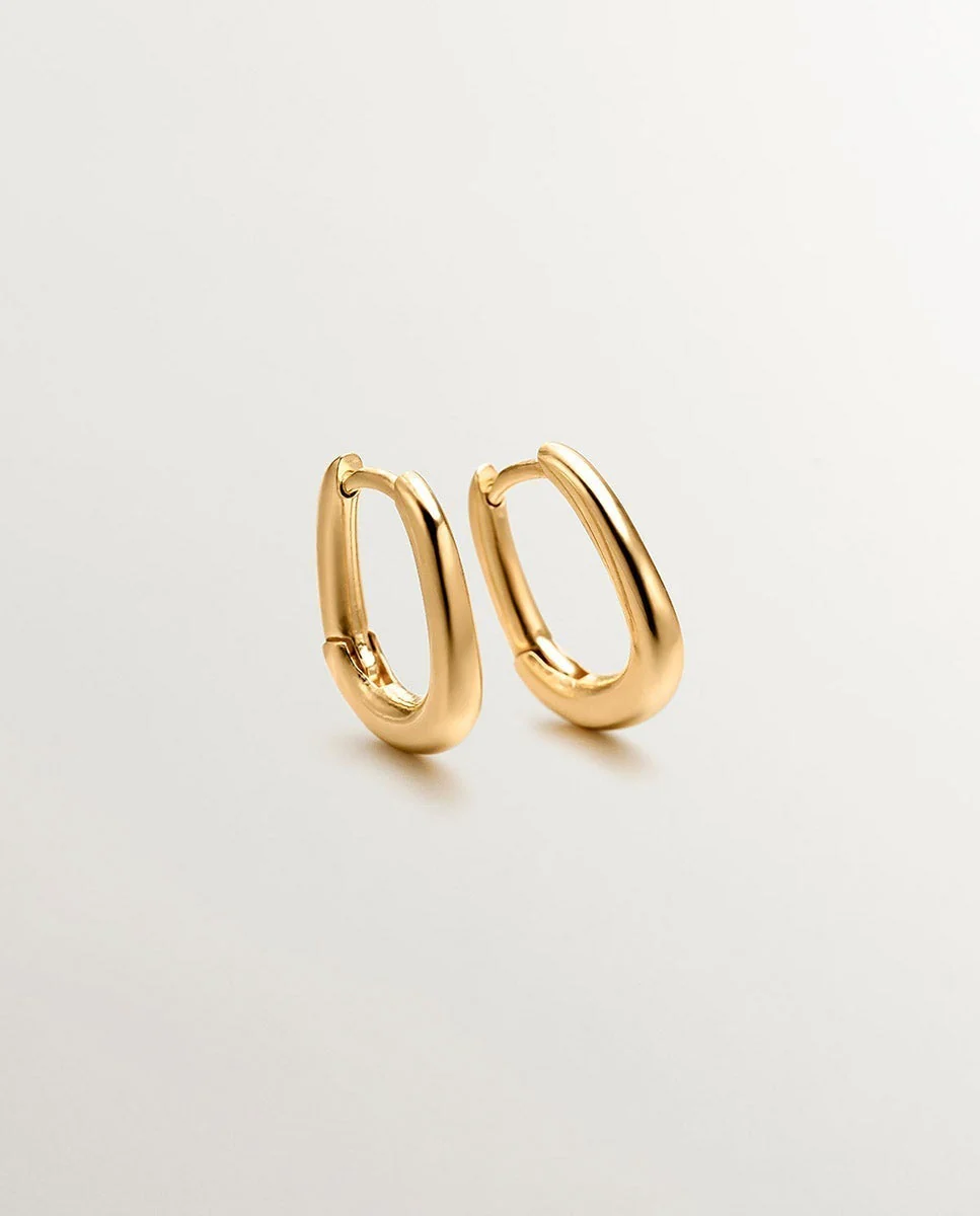 Pendientes de aro grueso de plata 925 bañada en oro amarillo de 18K - Image 5