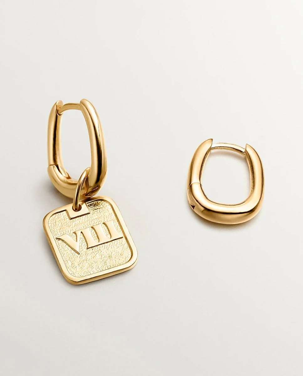 Pendientes de aro grueso de plata 925 bañada en oro amarillo de 18K - Image 7
